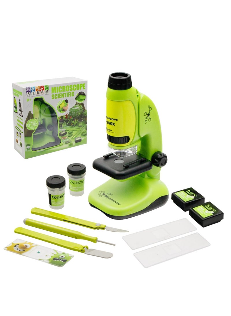 Zikra 2 in 1 Microscope for Kids with Detachable Mini Pocket Microscope 50X-250X Slides Specimens & Colorful LED Light Experiments Educational Toys STEM for Kids Student Ages 8+ Boys Girl Gifts - Image 1