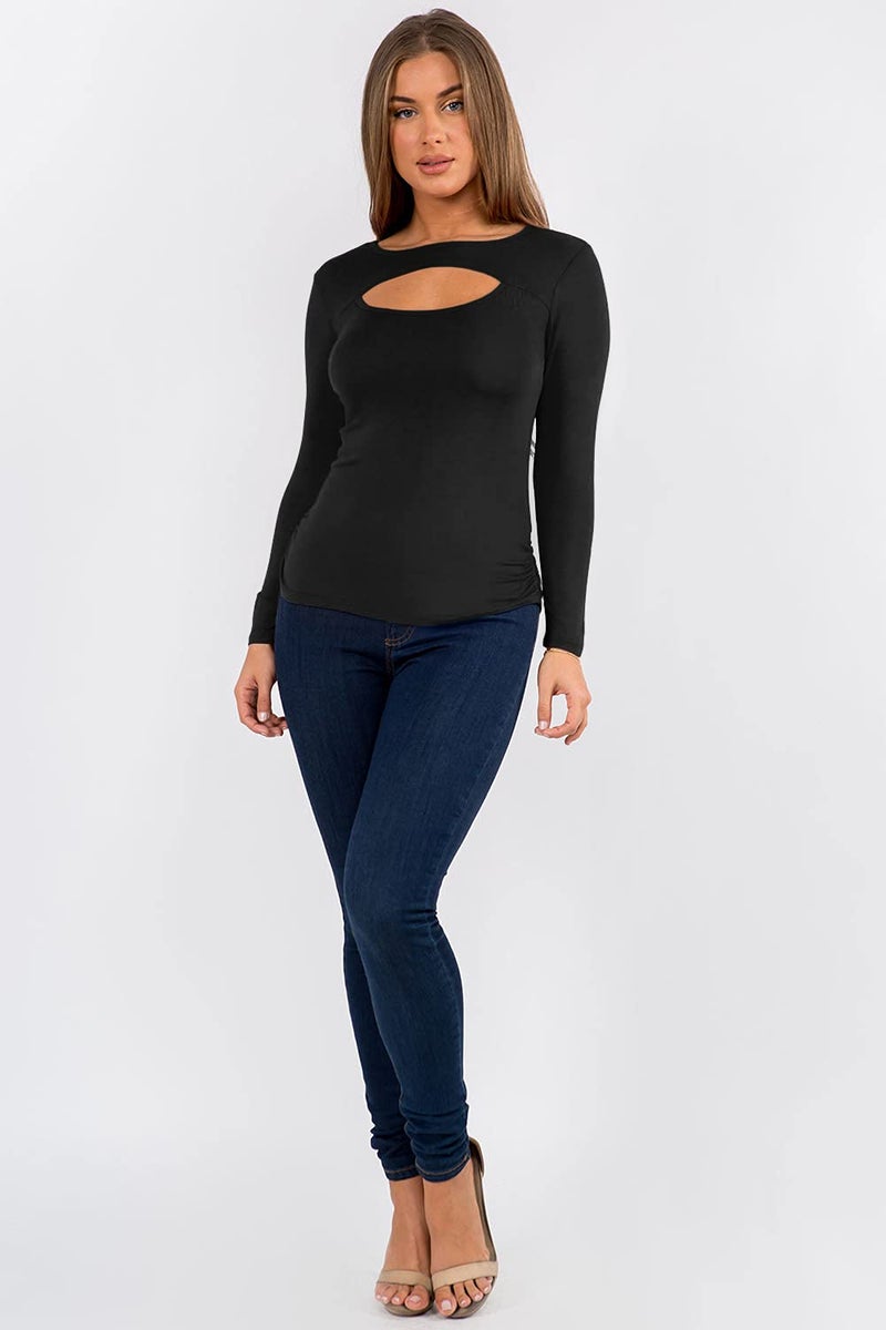 Simlu Black Spandex Long Sleeve Keyhole Shirt for Women - Size X-Large - Image 5