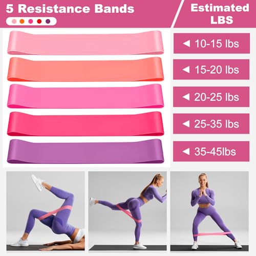 Dilobio Pilates Essentials Kit for Women, Home Workout Equipment with 12'' Magic Circle, Mini Ball, 5 Resistance Bands, Hip Thrust Belt & Accessories, Pilates Ring Set for Toning, Strength & Flexibility - Image 4