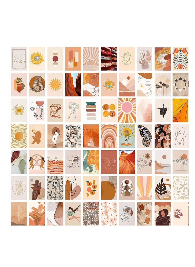 Y&D Wall Collage Kit Aesthetic Picures, 70 pcs Picture for Collage, Warm Color Room Decor Girls, beige boho suitable boys and girls room - Image 1