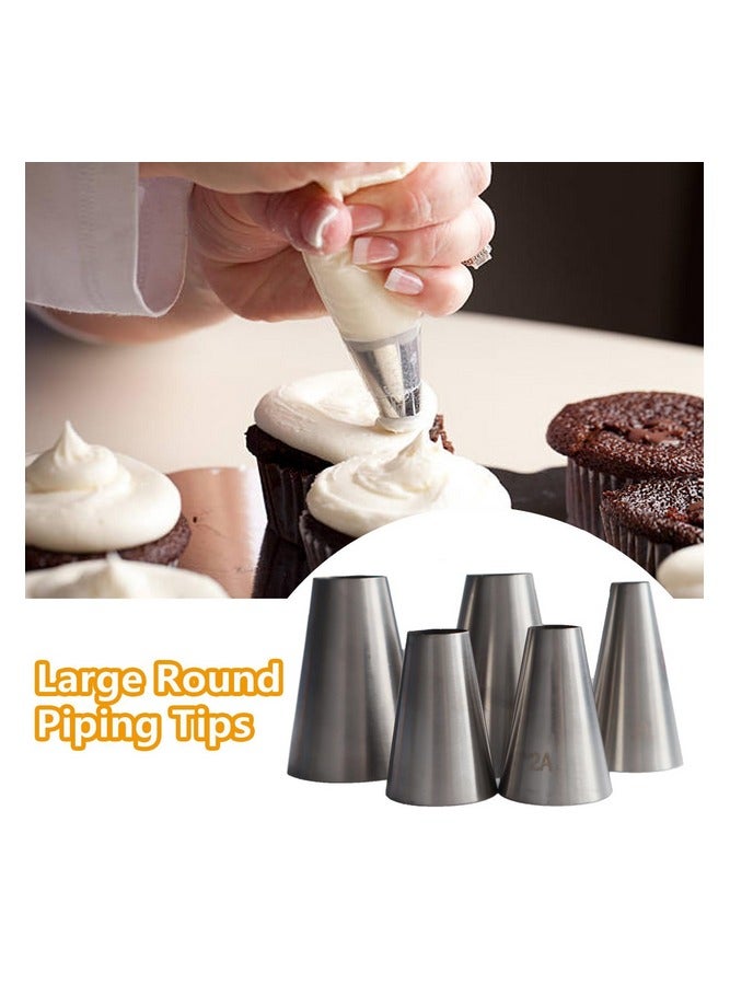 Yakumuz 5 Pieces Large Round Piping Tip, Yakumuz Stainless Steel Professional Baking Decoration Tools for Cake Cookies Decorating, Pastry Fondant - Image 2