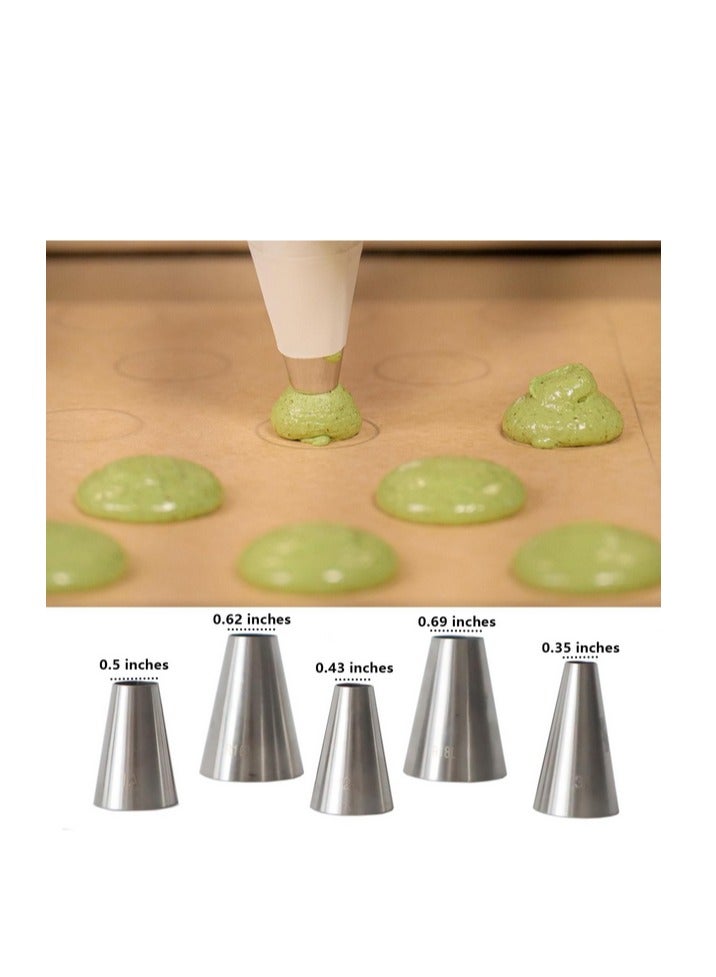 Yakumuz 5 Pieces Large Round Piping Tip, Yakumuz Stainless Steel Professional Baking Decoration Tools for Cake Cookies Decorating, Pastry Fondant - Image 4