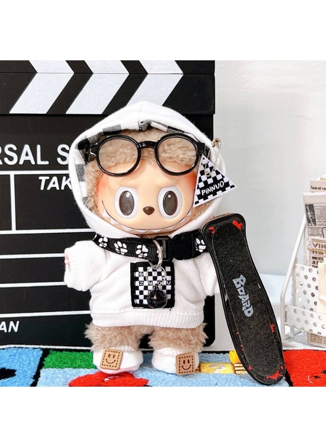 Labubu Plush Doll 17cm Clothing Accessories Set Street style men's white（clothes only，excluding doll） 