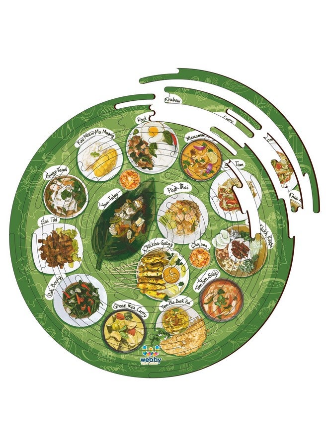 Webby Noozles Thai Food Wooden Puzzle, 70 Pcs for Boys and Girls - Image 1