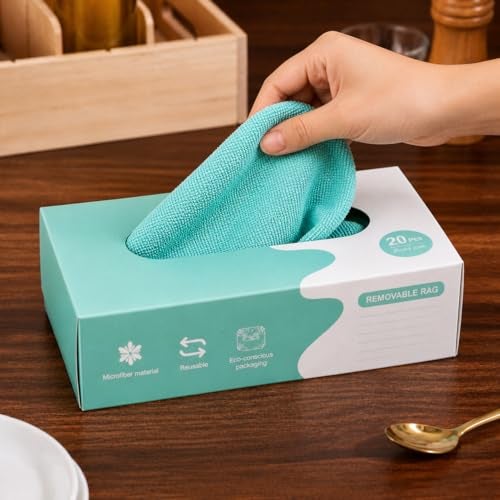 HOMEZE Reusable Magic Cleaning Cloth, Washable Multi-Use Cleaning Wipes for Kitchen, Household,Car & Office,Microfiber Kitchen Paper Towel,Fast-Drying Wipes for Streak-Free Shine Pack of 20 (Set of 1) - Image 1