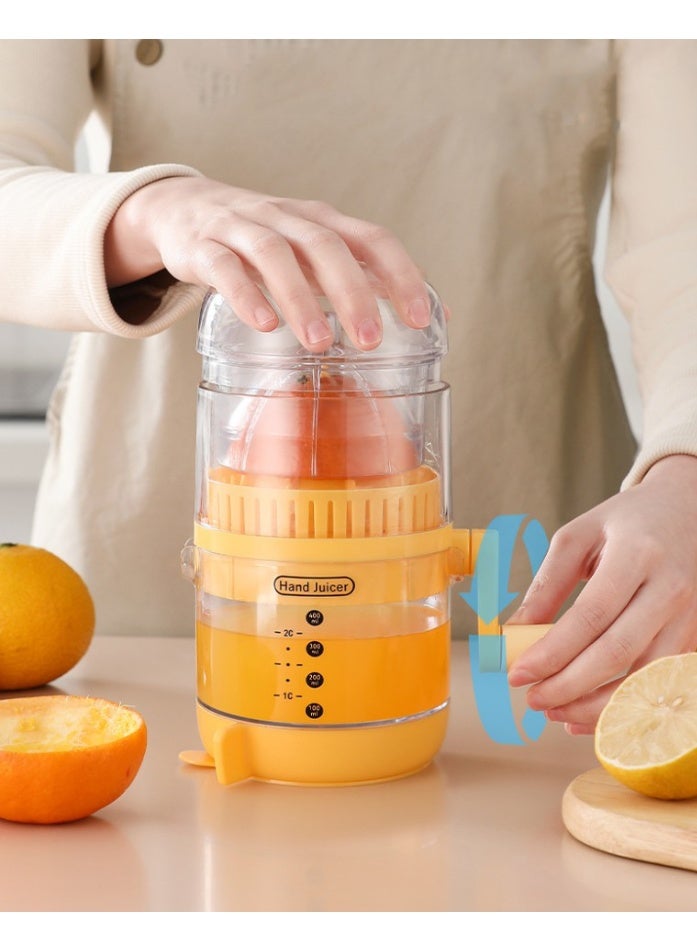 هومستر عصارة الحمضيات اليدوية، مطبعة فواكه الليمون البرتقالية، عصارة متعددة الوظائف، مطبخ صغير مع غطاء الأتربة، كأس شفط القاعدة الدوارة، تنظيف سهل قابل للفصل، للحصول على مجموعة متنوعة من فواكه الحمضيات، الأصفر، 20.5*11 سم - Image 1
