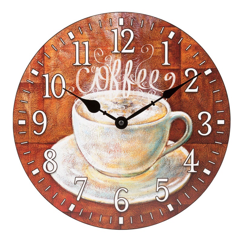 La Crosse Technology La Crosse Clock 404-2631C-INT 12-Inch Round Coffee Decorative Quartz Analog Wall Clock - Image 1