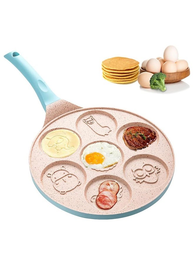 DUNISO Nonstick Pancake Pan，7-Cup Animal Molds Pancake Griddle, Mini Pancake Maker, PFOA-Free, Easy to Clean & Heats Evenly，for Kids' Breakfast and Gifts, Fried Egg & Cake Grill Pan - Image 1