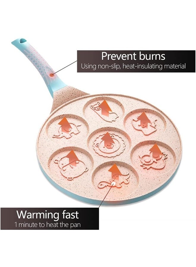 DUNISO Nonstick Pancake Pan，7-Cup Animal Molds Pancake Griddle, Mini Pancake Maker, PFOA-Free, Easy to Clean & Heats Evenly，for Kids' Breakfast and Gifts, Fried Egg & Cake Grill Pan - Image 4
