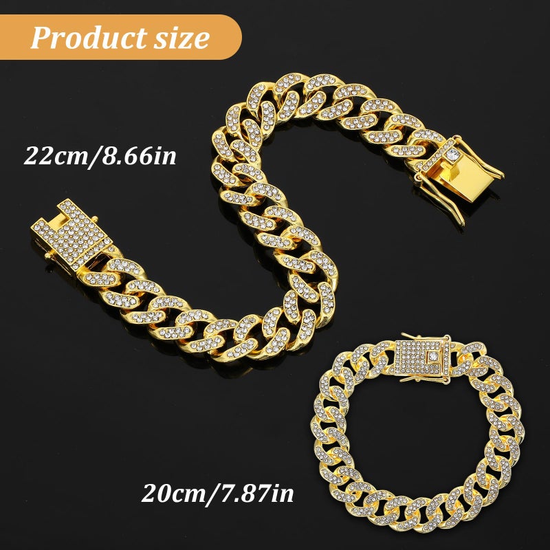 Matwsec 2PCS Gold Cat Chain Collar 8 Inch Diamond Dog Chain Collars Cuban Link Dog Collar for Cats Dogs Kittens Puppies Pets Metal Jewelry Accessories - Image 2