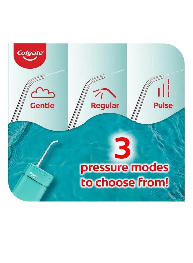 كولجيت جهاز تنظيف الأسنان بالماء اللاسلكي Colgate Blast (أزرق مخضر) | يزيل البلاك بين الأسنان واللثة | يساعد على تعزيز صحة اللثة (جهاز تنظيف الأسنان بالماء، فوهتان، سلك شحن USB واحد) - Image 5