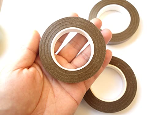 Transun Moo 4 Rolls 1/2 Inch Floral Tapes Florist Wraps for Bouquet Stem and Flowers Making Craft Projects (30 Yards, Brown) - Image 3