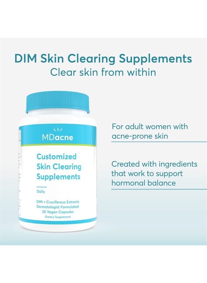 MDacne DIM Skin Clearing Supplements - 30 Vegan Capsules - for Acne Treatment, Estrogen Balance, Hormone Menopause Relief & Bodybuilding - Cruciferous Extract & Bioperine - Dermatologist Formulated  - Image 3