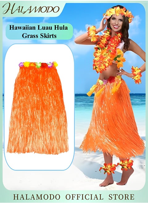 Grass Skirt Hawaiian Luau Hula Skirts Party Decorations Favors Supplies Grass Skirts for Adult Elastic Hibiscus Flowers Tropical Skirt, Party, Birthday, Celebration