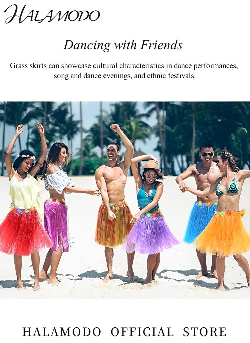 HALAMODO - Grass Skirt Hawaiian Luau Hula Skirts Party Decorations Favors Supplies Grass Skirts for Adult Elastic Hibiscus Flowers Tropical Skirt, Party, Birthday, Celebration - Image 1