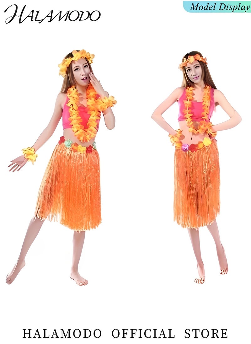 HALAMODO - Grass Skirt Hawaiian Luau Hula Skirts Party Decorations Favors Supplies Grass Skirts for Adult Elastic Hibiscus Flowers Tropical Skirt, Party, Birthday, Celebration - Image 1
