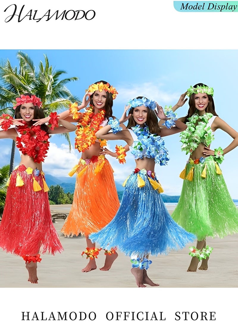 HALAMODO - Grass Skirt Hawaiian Luau Hula Skirts Party Decorations Favors Supplies Grass Skirts for Adult Elastic Hibiscus Flowers Tropical Skirt, Party, Birthday, Celebration - Image 1