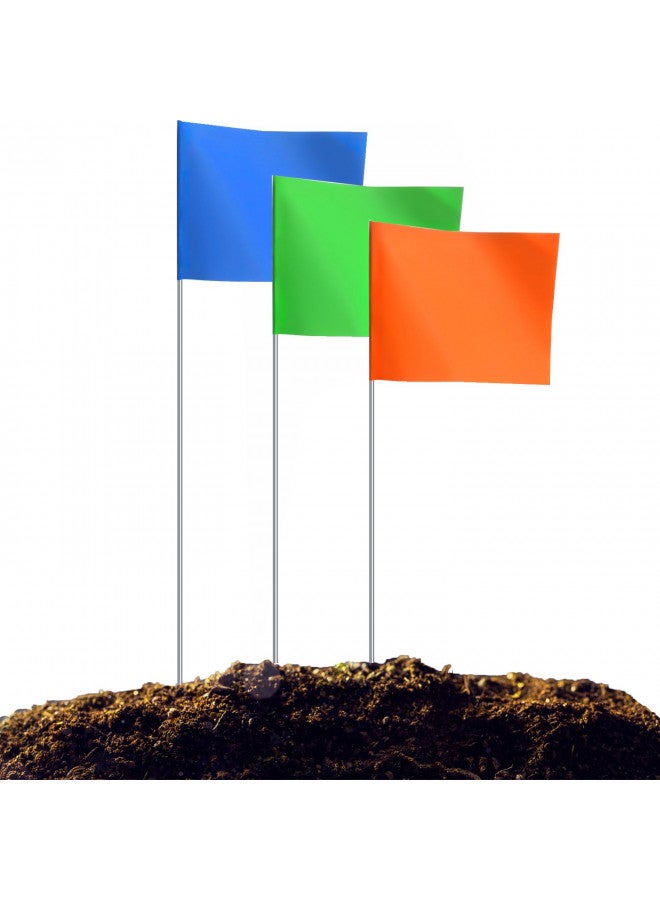 ZOZEN Zozen 100Pack Marking Flags, Orange&Green&Blue, Marker Flags for Lawn, 15x4x5 Inch Landscape Flgs, Irrigation Flags, Lawn Flags,Yard Markers, Match with for Distance Measuring Wheel. - Image 1