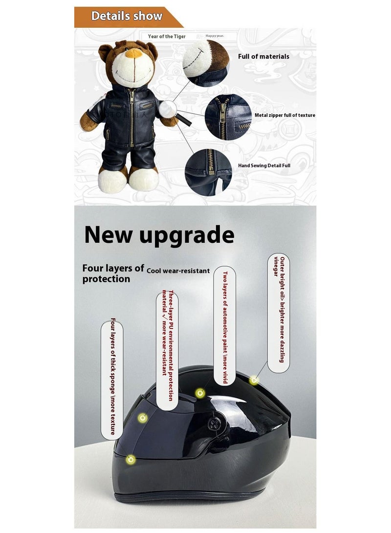 general Mini Style Full Face Plush Toy Helmet Motorcycle Lover’s Small Racing Crash Helmet Souvenir Ornament Desk Decorator Motorsport Fans Gift 30cm - Image 4