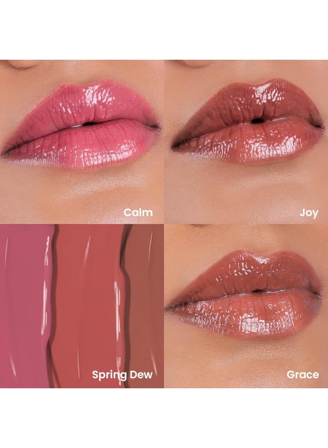 Lamior Lip Drip Gloss Stick | Ultra Glossy Mirror Shine, Non-Sticky, Featherlight| Hydrating, Long-Lasting Colour | with Hyaluronic Acid, Peptides & Kakadu Plum | Vegan & Clean Beauty - Spring Dew - Combo of 3 - Image 2