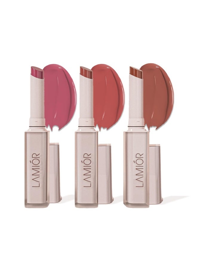Lamior Lip Drip Gloss Stick | Ultra Glossy Mirror Shine, Non-Sticky, Featherlight| Hydrating, Long-Lasting Colour | with Hyaluronic Acid, Peptides & Kakadu Plum | Vegan & Clean Beauty - Spring Dew - Combo of 3 - Image 1