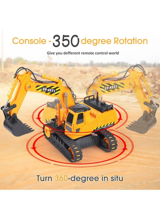DOUBLE E Remote Control Excavator Toy 2 Batteries RC Excavators Sandbox Digger Hydraulic Construction Toys Vehicles Birthday Gift for Boys Kids 3-14 Years - Image 2