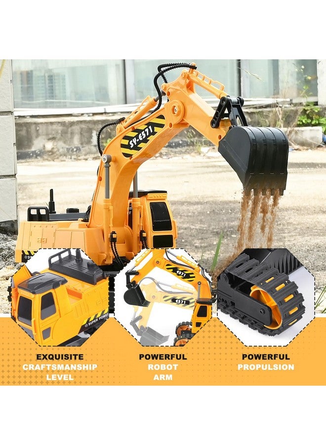 DOUBLE E Remote Control Excavator Toy 2 Batteries RC Excavators Sandbox Digger Hydraulic Construction Toys Vehicles Birthday Gift for Boys Kids 3-14 Years - Image 3