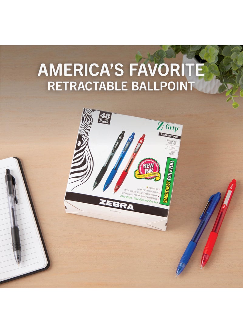 ZEBRA Zebra Pen Z-Grip Retractable Ballpoint Pen, Medium Point, Assorted Business Colors, 48-Pack, Model Number: 22048  - Image 2