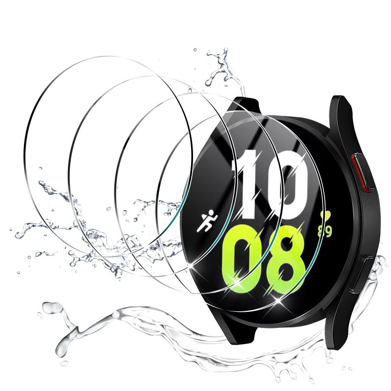 YMHML 4 Pack Compatible for Samsung Galaxy Watch 7 44mm / Watch 6/5 44mm Screen Protector Tempered Glass, YMHML Waterproof 9H Hardness Film Screen Protector for Galaxy Watch 7/6 /5 Accessories - Image 1