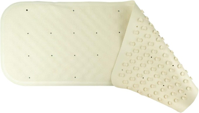 EXTRA LONG BATH MAT BATHTUB AND SHOWER MAT NONSLIP SHOWER PAD WITH DRAINAGE HOLES PERFORATED SHOWER MAT STANDARD OR SIT SHOWER MAT MADE WITH SUCTION CUPS FOR GRIP AND QUALITY RUBBER