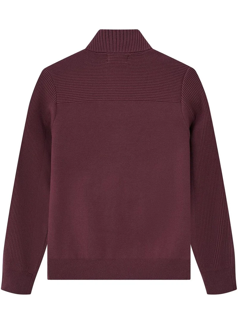 GIORDANO Men's Full-Zip Mock Neck Textured Knit Cardigan