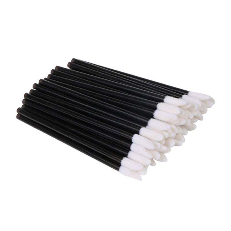 EVERMARKET(TM) 50 Pieces Disposable Lip Brushes Lipstick Gloss Wands Applicator Makeup Tool Kits, Black