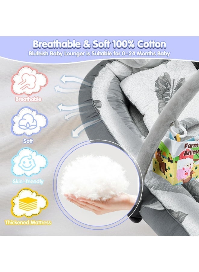 LBMT Portable Baby Nest for Travel,Breathable&Comfortable 100% Cotton Infant Support Cushion with Mosquito and Sunshade Net,Baby Nest 0-24 Months Machine-Washable Newborn Support Cushion Newborn Essentials,Lightweight Travel Baby Nest for Home and Outdoor Use - Image 4