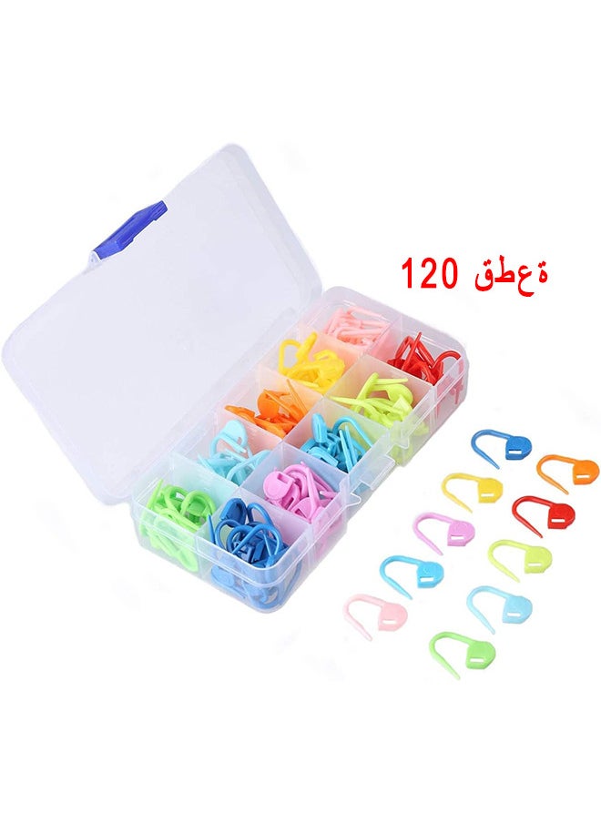 Depend - Colorful Knitting Markers Crochet Clips Crochet Pins Bulk Stitch Markers Locking Stitch Knitting Place Markers DIY Craft Plastic Safety Pins Weave Stitch Needle Clip Counter 120 Pieces - Image 1
