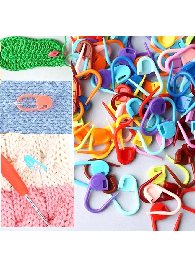 Depend - Colorful Knitting Markers Crochet Clips Crochet Pins Bulk Stitch Markers Locking Stitch Knitting Place Markers DIY Craft Plastic Safety Pins Weave Stitch Needle Clip Counter 120 Pieces - Image 1