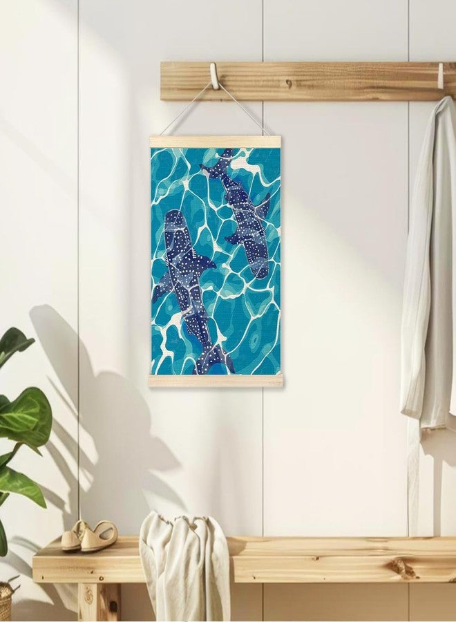 Ecezatik Whale Shark Ocean Poster Hanger Frame, Blue Whale Shark Wall Art, Ocean Room Decor for Coastal Beach Room Kids Room Nursery Bathroom, 12x16 Inches - Image 5