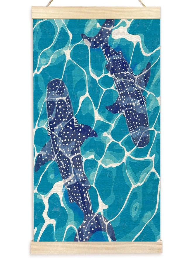 Ecezatik Whale Shark Ocean Poster Hanger Frame, Blue Whale Shark Wall Art, Ocean Room Decor for Coastal Beach Room Kids Room Nursery Bathroom, 12x16 Inches - Image 1