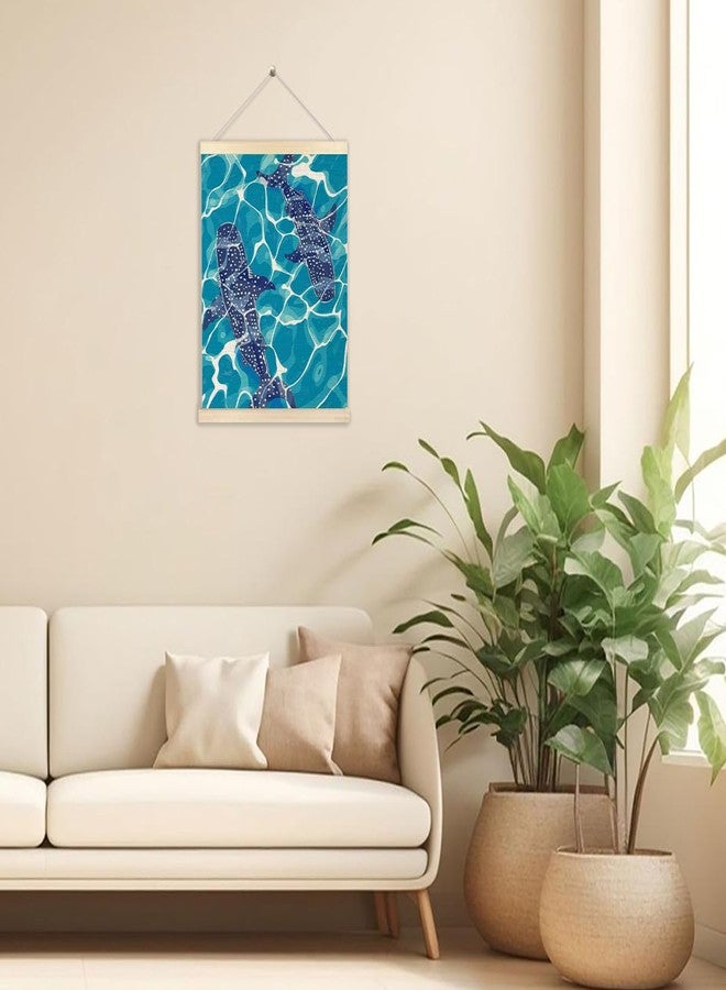 Ecezatik Whale Shark Ocean Poster Hanger Frame, Blue Whale Shark Wall Art, Ocean Room Decor for Coastal Beach Room Kids Room Nursery Bathroom, 12x16 Inches - Image 2