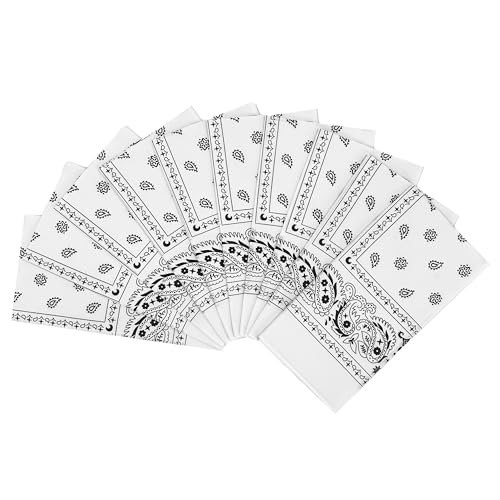 Vamqor 100% Cotton 10 Pack Fine Bandanas（White） - Image 1