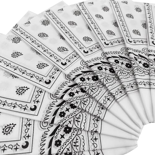 Vamqor 100% Cotton 10 Pack Fine Bandanas（White） - Image 3
