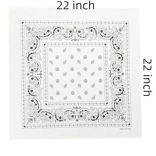 Vamqor 100% Cotton 10 Pack Fine Bandanas（White） - Image 4
