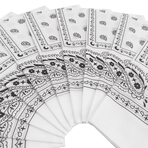 Vamqor 100% Cotton 10 Pack Fine Bandanas（White） - Image 2
