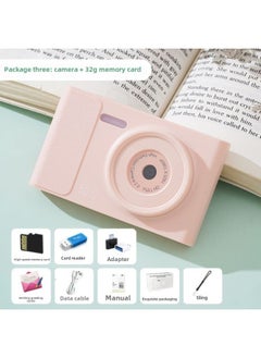 5000W HD Dual Camera Ccd Digital Camera Retro Affordable Student Campus HD Photographable Card Machine Single Continuation-Body Color:Fairy Pink  - 32g Memory Card  Can Be Uploaded To Mobile Phones