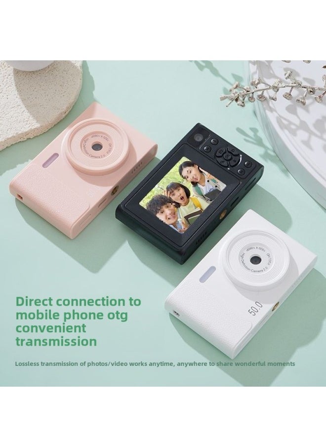 Generic - 5000W HD Dual Camera Ccd Digital Camera Retro Affordable Student Campus HD Photographable Card Machine Single Continuation-Body Color:Fairy Pink  - 32g Memory Card  Can Be Uploaded To Mobile Phones - Image 1