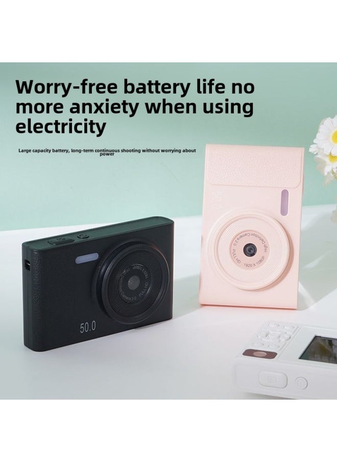 Generic - 5000W HD Dual Camera Ccd Digital Camera Retro Affordable Student Campus HD Photographable Card Machine Single Continuation-Body Color:Fairy Pink  - 32g Memory Card  Can Be Uploaded To Mobile Phones - Image 1
