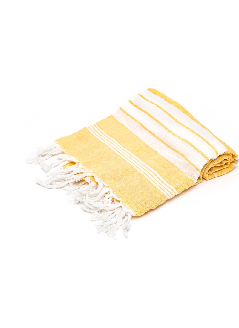 Rosa Bianca Washed Cotton Loincloth with Yellow White Stripe  - Image 1