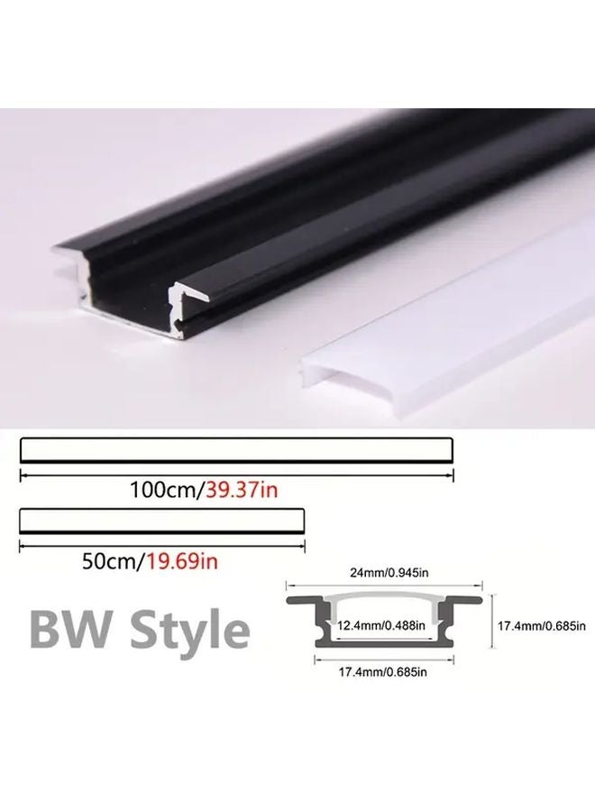 12 قطعة قناة إضاءة LED أسود من الألومنيوم 50 سم مثبت بسهولة للإضاءة الداخلية والخارجية - Image 1