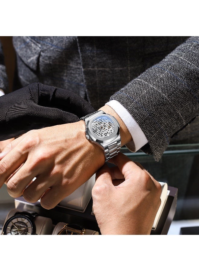 Chenxi Men’s Mechanical Wrist Watch with Luxury Modern Design, Water Resistant, Scratch-Resistant Glass, Full Stainless Steel with Elegant Box - Image 4