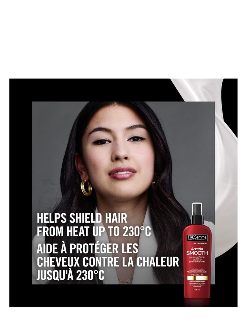 TRESemmé - TRESemmé Keratin Smooth Heat Protect Spray for silky, smooth hair Marula Oil anti-frizz and detangling heat protection spray 236 ml - Image 1