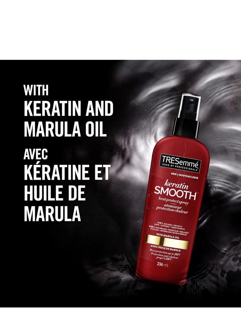 TRESemmé - TRESemmé Keratin Smooth Heat Protect Spray for silky, smooth hair Marula Oil anti-frizz and detangling heat protection spray 236 ml - Image 1